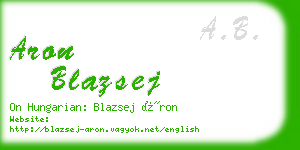 aron blazsej business card